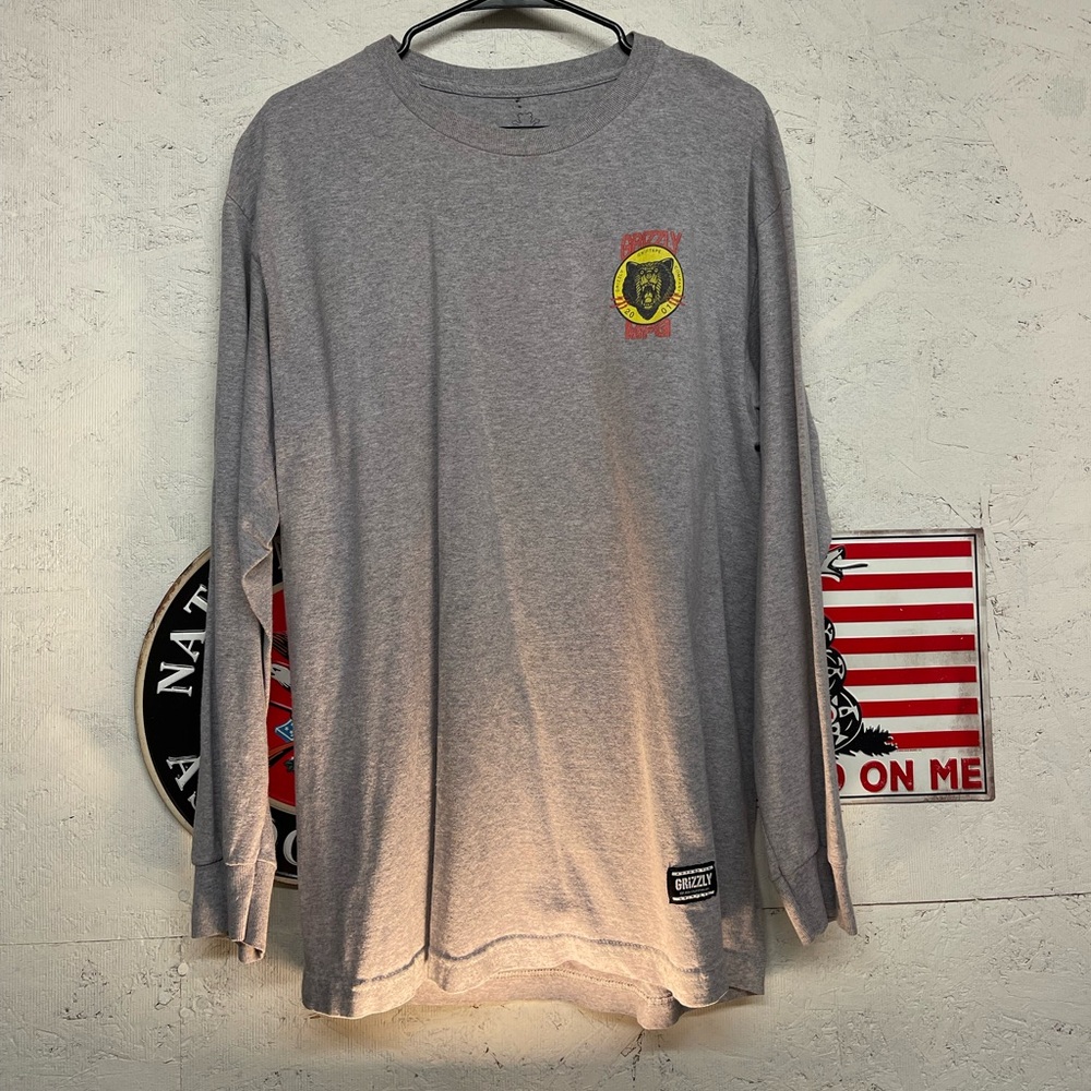 Grizzly Grip Tape. Long sleeve grey logo tee.